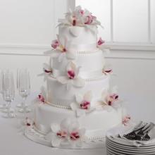 White Fondant Cake with Orchids