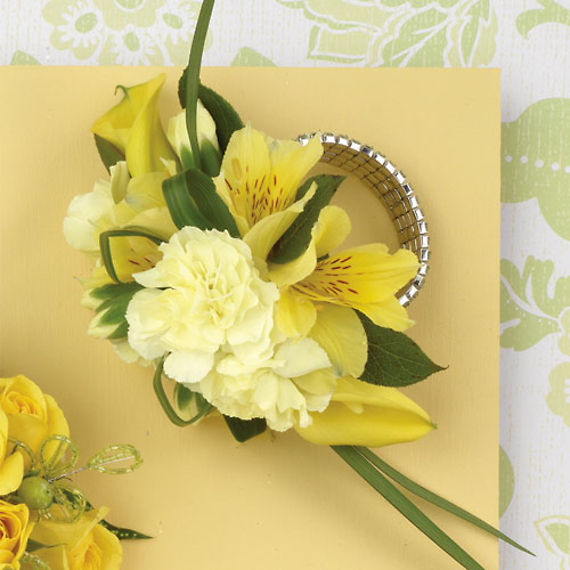 Yellow Alstromeria and Calla Corsage